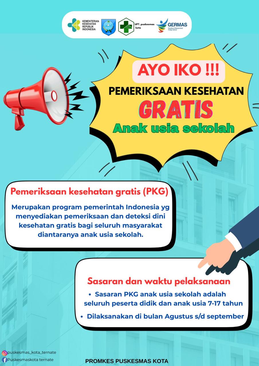 Pemeriksaan Kesehatan Gratis Anak Usia Sekolah, mulai dari SD, SMP dan SMA bulan Agustus sampai September 2025